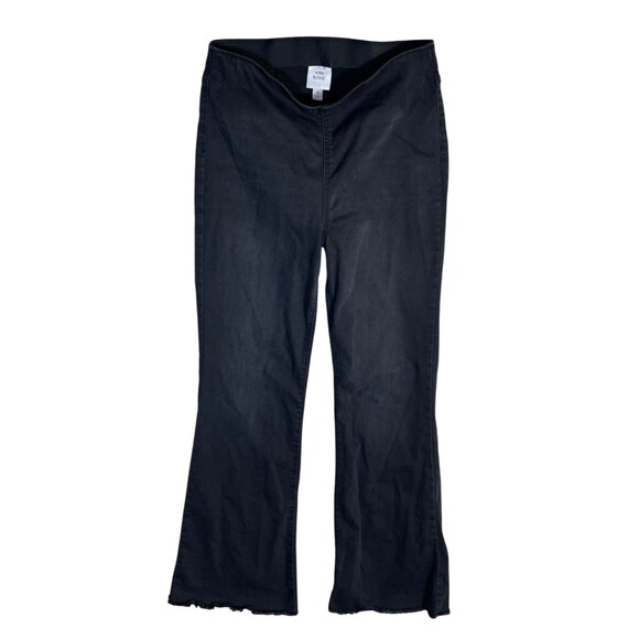 Knox Rose Wide Leg Jegging Elastic Waist Raw Hem Washed Out Black Size 10 Jean - Picture 1 of 6